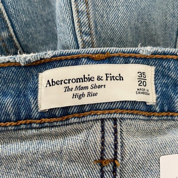 Abercrombie & Fitch Denim The Mom Shorts Size 35/20 High Rise Distressed SS-1508 - Picture 6 of 7